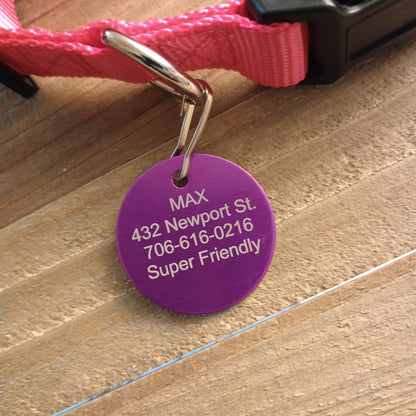 Purple Round Pet Tag (1.4 inch)