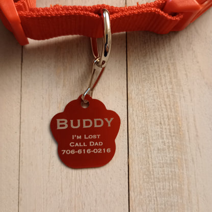 Red Large Paw Pet Tag (1.4 inch)