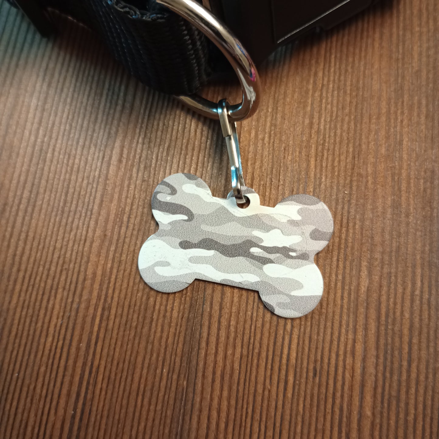 Gray Camo Bone Shaped Pet Tag