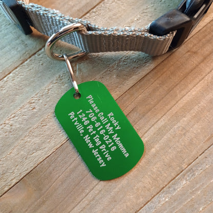 Green Military Style Pet Tag