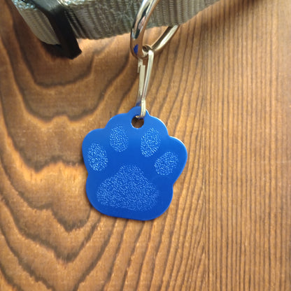 Dark Blue Large Paw Pet Tag (1.4 inch)