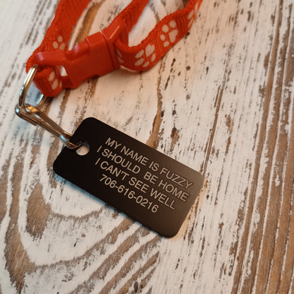 Black Rectangular Pet Tag