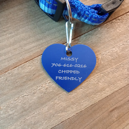 Dark Blue Heart Shaped Pet Tag