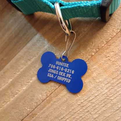 Dark Blue Bone Shaped Pet Tag