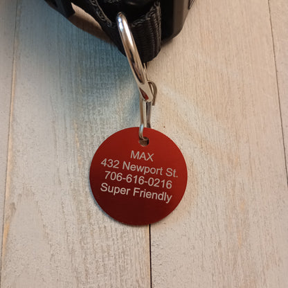 Red Round Pet Tag (1.4 inch)