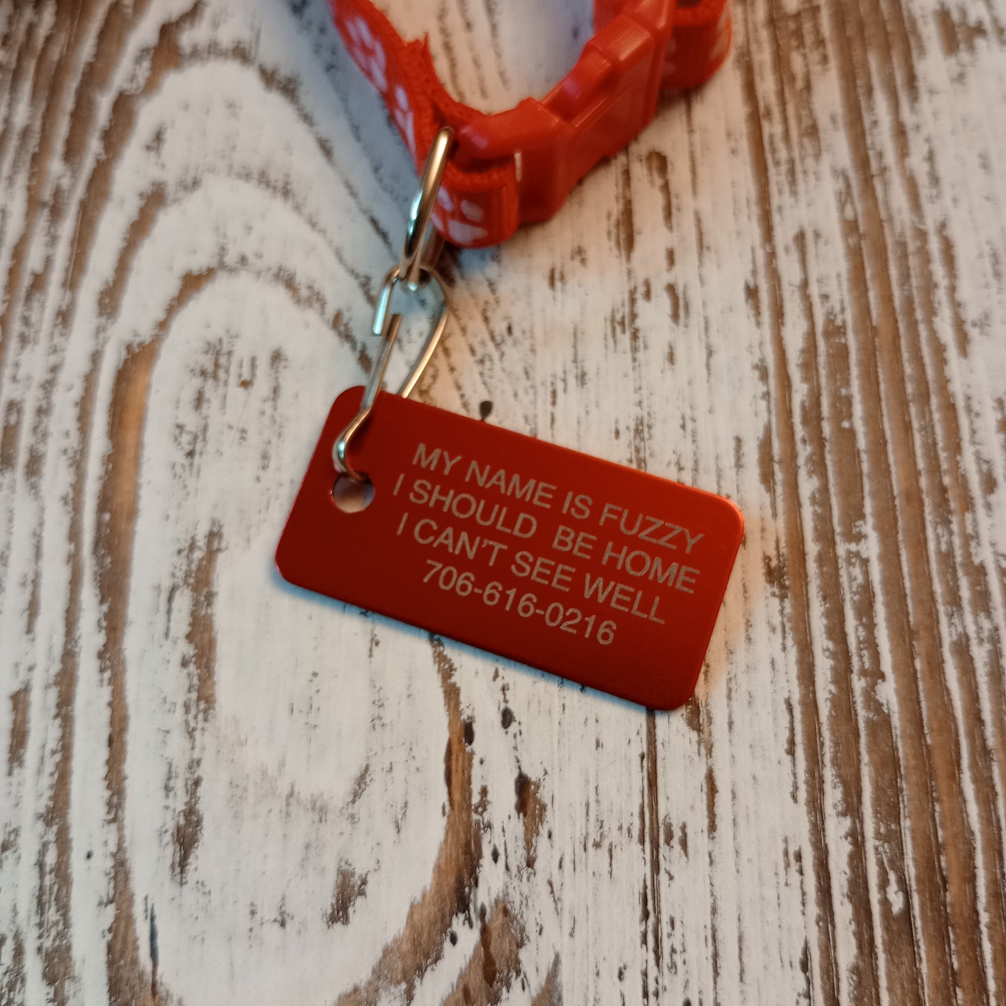 Red Rectangular Pet Tag.