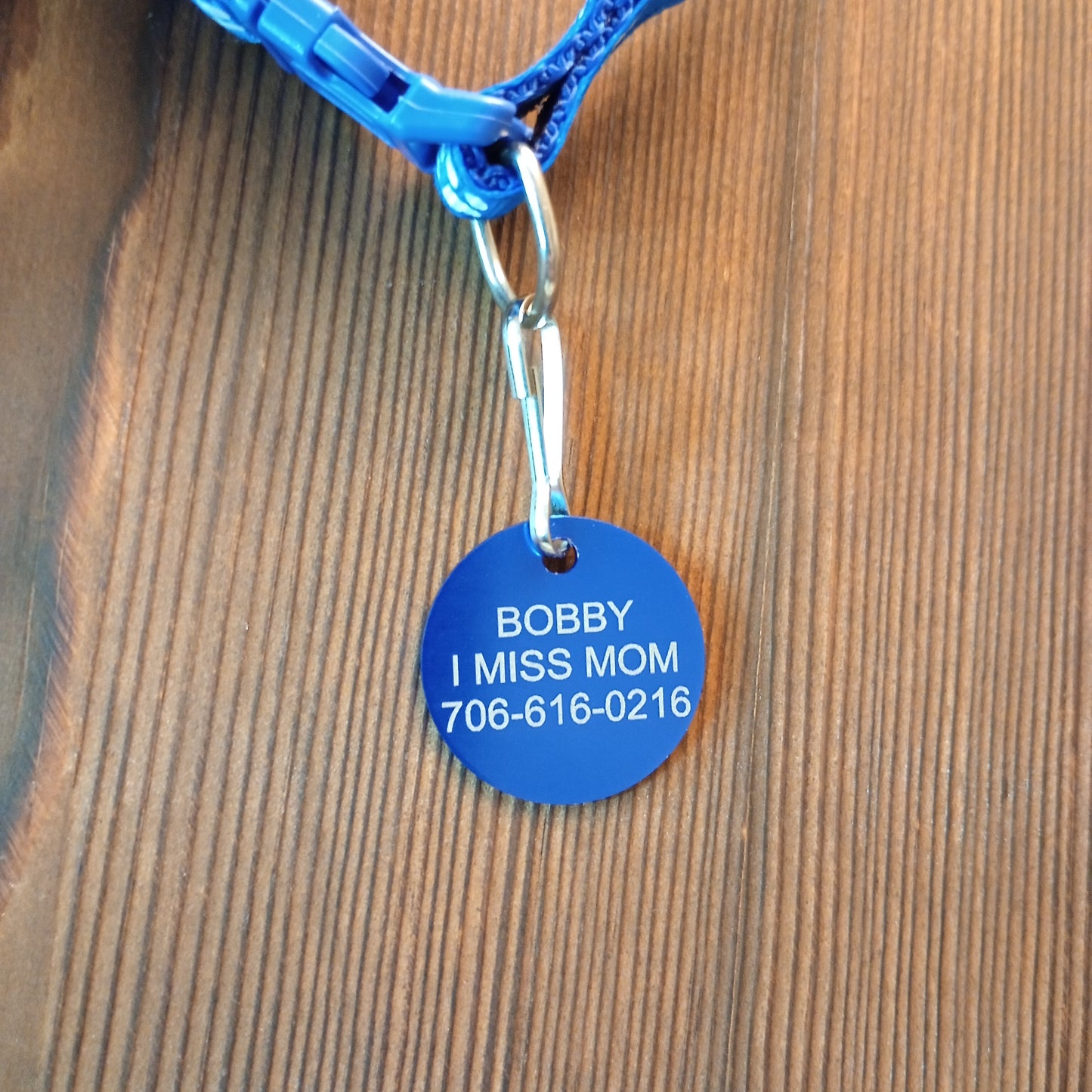 Dark Blue Round Pet Tag