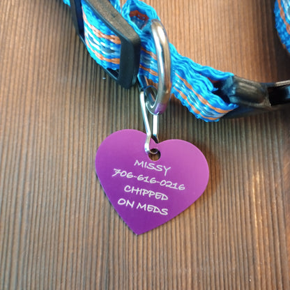 Purple Heart Shaped Pet Tag