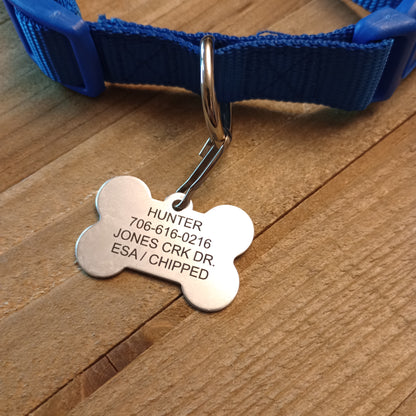 Blue Camo Bone Shaped Pet Tag