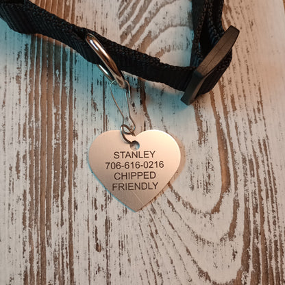 Silver Colored Heart Shaped Pet Tag