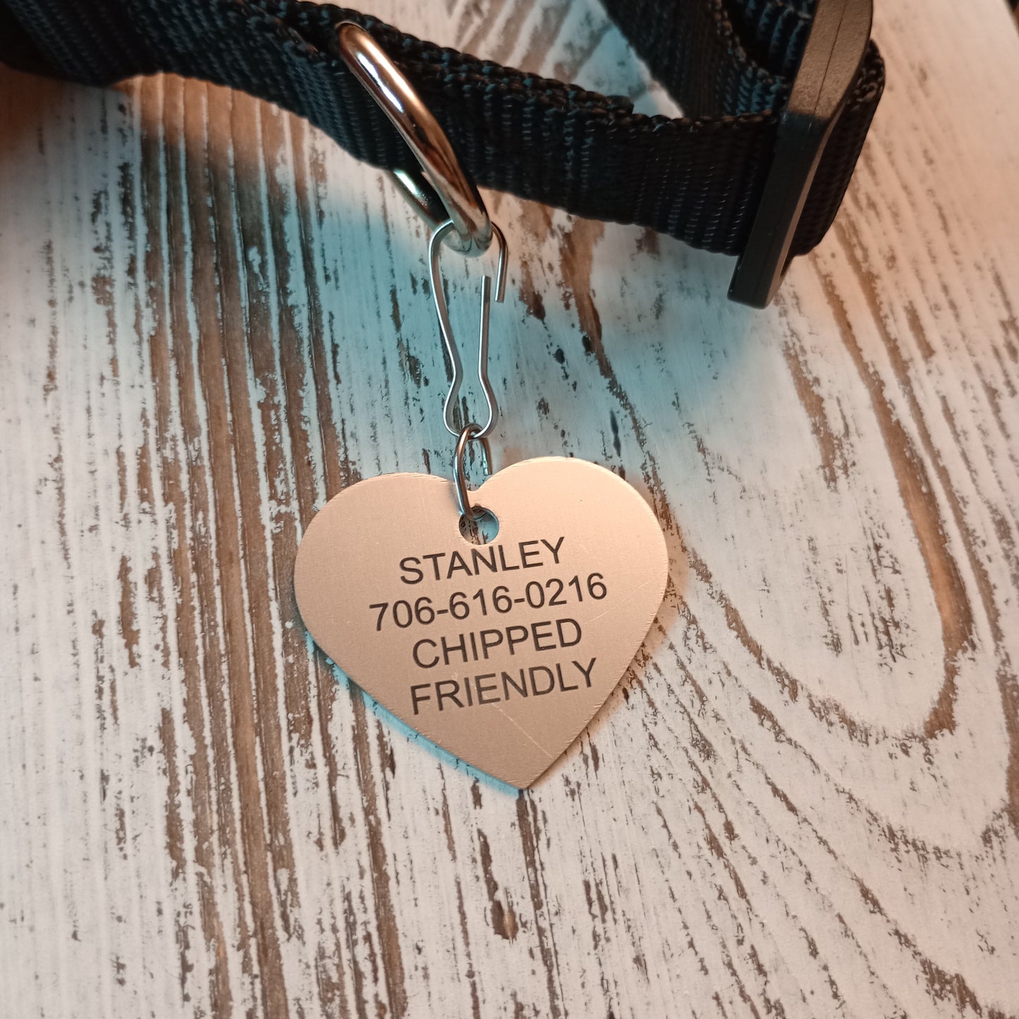 Silver Colored Heart Shaped Pet Tag