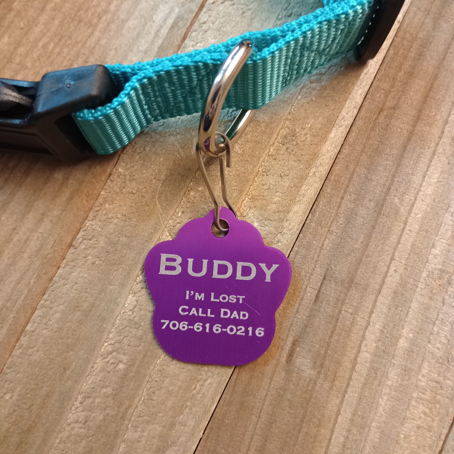 Purple Large Paw Pet Tag (1.4 inch)