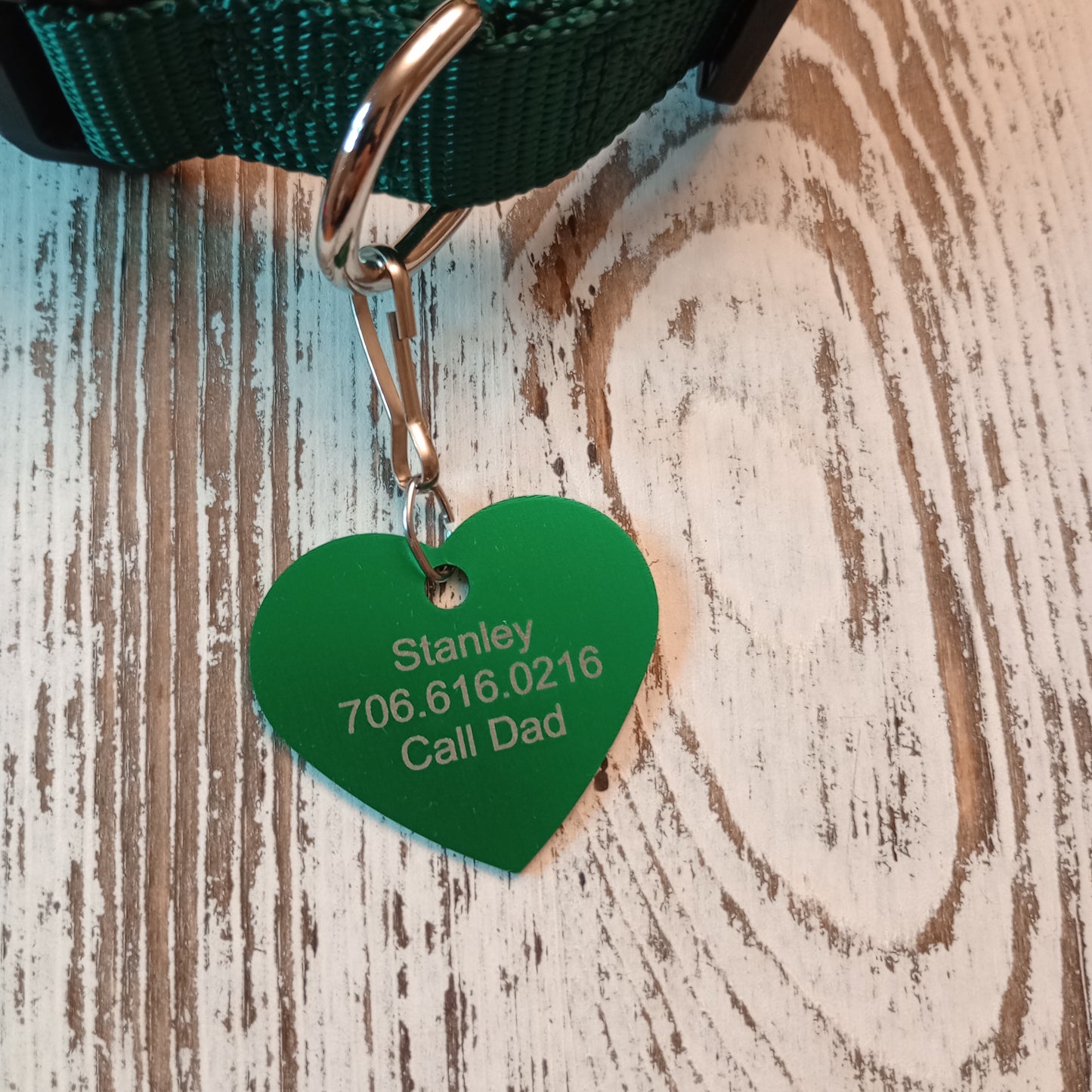 Green Heart Shaped Pet Tag