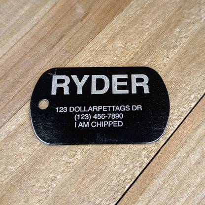 Black Military Style Pet Tag