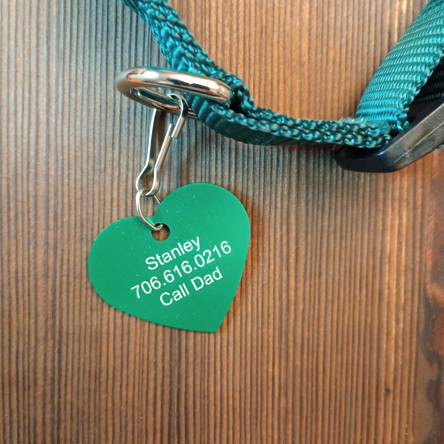 Green Heart Shaped Pet Tag